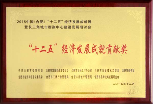 安凯荣获“十二五”经济发展成就贡献奖